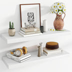 36 Inch Floating Shelves, 12 Inch Deep Floating Shelves for Wall, Floating Shelf with Invisible Brackets, Large Deep Wall Shelves for Bathroom, Bedroom, Living Room, 2 Pack, White