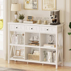 FATORRI 6 Cube Storage Bookshelf with 3 Drawers - White Oak 47"