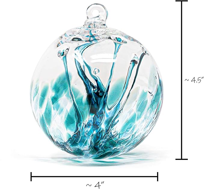 Luke Adams Handmade Glass Gazing Balls for Garden on Clearance – Hand Blown Glass Gazing Ball for Yard Décor – Decorative Garden Globe (Recycle Teal)