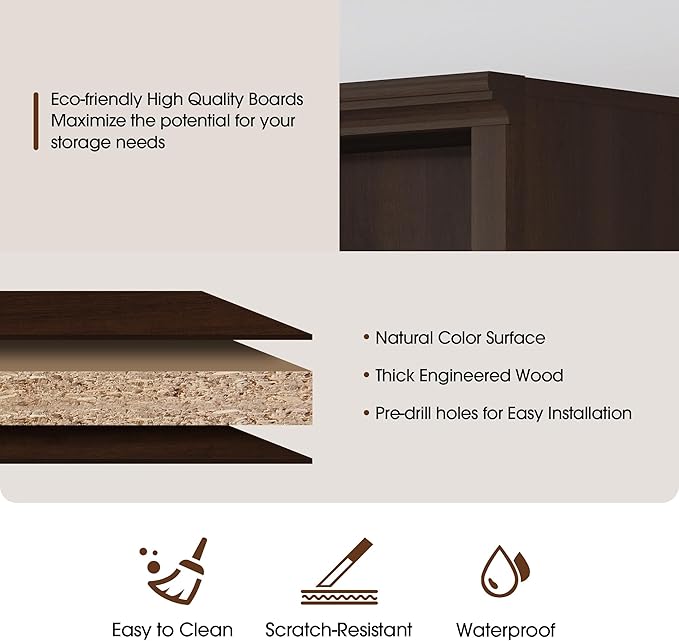 Bookcase, Open Storage Book Cases/Shelves, Floor Standing Indoor Furniture 2 Shelf Book case for Farmhouse Library Office Bedroom Kids, Dark Cherry - 2 Tier