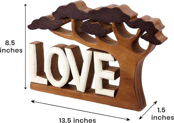 Decozen Gifts for Mom - Wooden Love Letters Sculpture - Mother's Day Birthday Gifts, Home, Office, Living Room, Shelf, Fireplace, Farmhouse, Tabletop, Boho and Mantle Decor - Mothers Day Decorations