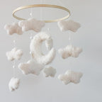 Boucle Cloud Moon Crib Mobile Boho Baby Mobile for Crib Neutral Nursery Mobile for Boys & Girls