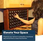 AllSpice Spice Rack Organizer, Wood, 525 Unique Labels, Countertop or Wall Mount, Includes 60 4oz Jars- Cherry Stain