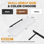 24"x6.8"x1.6" Slanted Floating Wall Shelves 2-Pack - Rustic White Finish, Heavy-Duty Solid Wood Design with Hidden Brackets - Perfect for Living Room, Kitchen, Bathroom, or Office