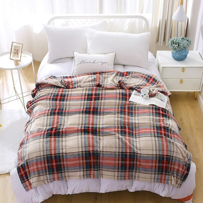 MERRYLIFE Plaid Throw Blanket for Couch | Soft Decorative Ultra-Plush Colorful| Throw Size Travel Blanket Plush|(50" 60",Tartan)