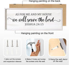 As For Me And My House We Will Serve The Lord Framed Wall Art, 40''×15'' Positive Religious Rustic Bible Verse for Christian God Jesus Christ Prayer, Vintage Horizontal Holy Catholic Scripture Decor