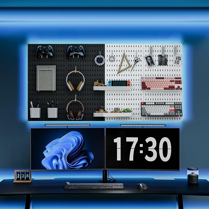 Pegboard Combination Kit, 25.2" x 25.2" Wall Mounted Storage Set with 4 Pegboards & 20 Accessories Hanging, Peg Boards Organizer