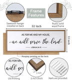 As For Me And My House We Will Serve The Lord Framed Wall Art, 32''×12'' Horizontal Positive Religious Rustic Bible Verse, Vintage Holy Catholic Scripture Decor for Christian God Jesus Christ Prayer