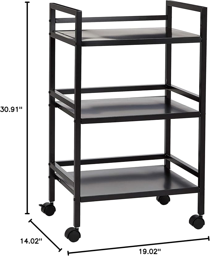Amazon Basics 3-Tier Metal Rolling Cart, Black
