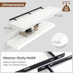 Heimlove 48" White Floating Shelves for Wall,10 Deep Rustic Wood Display & Storage Wall Shelves with Heavy Duty Brackets for Bathroom,Bedroom,Kitchen,Living Room,Office