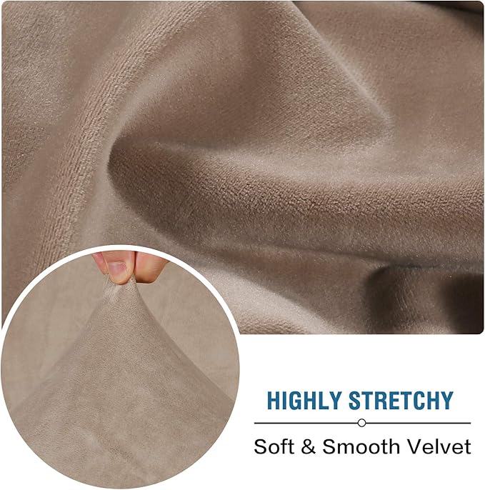 H.VERSAILTEX Velvet Stretch Couch Cushion Cover Plush Cushion Slipcover for Chair Cushion Furniture Protector Seat Cushion Sofa Cover (1 Piece Armchair Cushion Covers, Taupe)