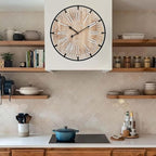 24 Inch Grand Farmhouse Wall Clock, Vintage-Inspired Wood & Metal Design with Large Etched Numbers, Silent Battery-Powered Timepiece for Offices, Kitchens, Bedrooms, and Living Rooms