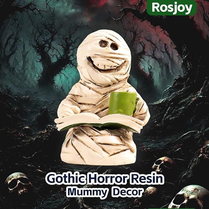 Halloween Fun Miniature Mummy Figurine,Gothic Horror Resin Mummy Decor,for Bookshelf Decor,Desk Trinkets,Collectible,Party Gifts
