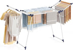 APEXCHASER Clothes Drying Rack Foldable, Large Drying Rack Clothing, Winged Laundry Rack Folding Indoor Outdoor, Metal Clothes Airer for Bedding Towel Sweater Heavy Duty, 68.9" X 22" X 39.3", White