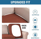 H.VERSAILTEX Super Stretch Individual Seat Cushion Covers Sofa Covers Couch Cushion Covers Slipcover Sets Thick Jacquard Textured Twill Fabric (2 Piece Medium Sofa Cushion Covers, Rust)