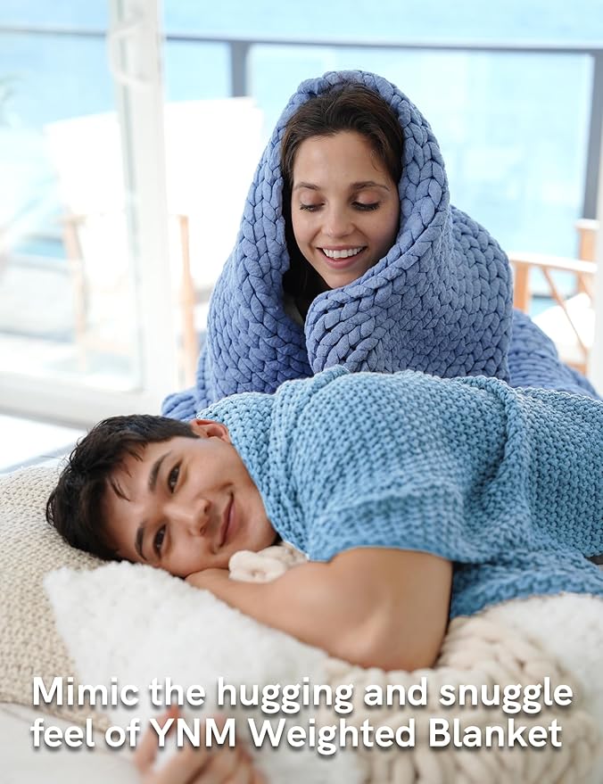 YnM Chunky Cotton Knit Throw Blanket, Cable Knit Throws for Bed Couch Sofa, Comfy & Relaxing, Decorative Piece for Farmhouse Modern Boho Rustic Scandinavian Chic Vibe, Aqua Blue 50x60 Inches