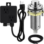 SinkTop Air Switch Kit (Long Full Brass Button) for Disposal, Dual Outlet, (Brushed Nickel)