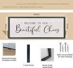 comurdyo Welcome To Our Beautiful Chaos Wall Decor Art 40"X15" for Home Entryway Sign Large Wood Framed Wall Hanging (Black)