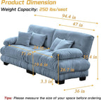Modular Sectional Sofa, Comfy Cloud Couch Oversized Loveseat, Sectional Couches for Living Room, Modern Chenille Couch for Bedroom, Sleeper Deep Seat Sofa with Throw Pillows, Blue