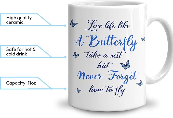 Hyturtle Personalized Inspirational Butterfly Mug - Butterfly Gifts For Women Lovers - Animal Gift For Bird Lover Her - Bird Gifts For Mom on Mother Day - Custom Coffee Cup Ceramic Mug 11 Oz 15 Oz