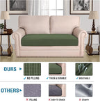 H.VERSAILTEX Super Stretch Individual Seat Cushion Covers Sofa Covers Couch Cushion Covers Slipcover Sets Thick Jacquard Textured Twill Fabric (1 Piece Loveseat Cushion Cover, Bronze Green)