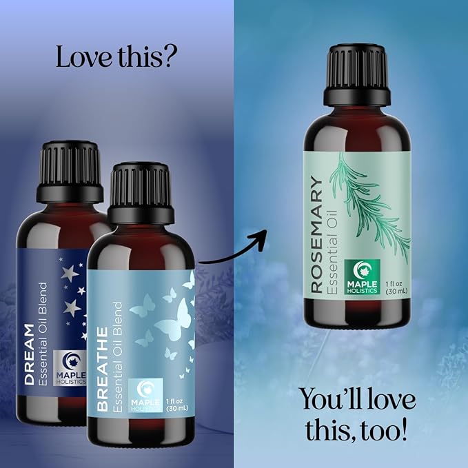 Aromatherapy Essential Oil Blends for Diffusers - Diffuser Essential Oil Set with Dream Essential Oil Blend and Breathe Essential Oil Blend - 100% Pure Must Have Aromatherapy Oils - 1 Fl Oz Each