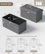 Storage Ottoman Bench, Folding Ottoman Foot Rest, 15 x 30 x 15 Inches, End of Bed Bench,Storage Chest, for Living Room, Bedroom, Hallway, Entryway, Dark Gray
