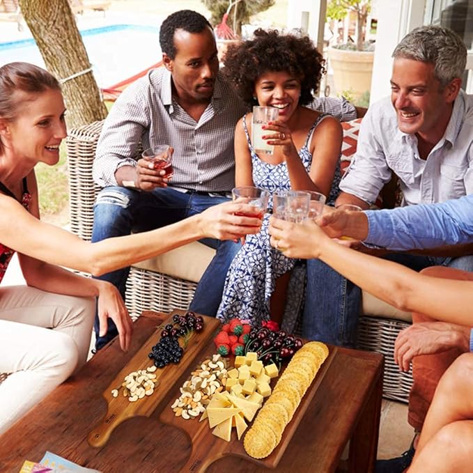 AIDEA Wood Cutting Board Large Charcuterie Board with Handle(17"x11") 2Pack Dark Brown