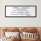 Be Strong And Courageous Sign Bible Verse Framed Wall Art, 40''×15'' Rustic Religious Christian Proverbs 3:5-6 Sign, Horizontal Holy Inspirational Catholic Scripture Decor