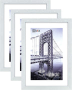 VCK Poster Frames 20x30 White 3 Pack, Solid Wood Picture Frames for Wall Mounting Hanging Art and Puzzle Frame