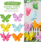 SUNBEAUTY 6Pcs Hanging Butterflies, Large Butterfly Decorations, 3D Paper Decoration, Pink Green Blue Orange for Baby Shower Decor Girls, Women, Paper Flowers for Wall