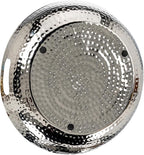 MyGift 14 Inch Deluxe Decorative Dish Tray Centerpiece Base, Silver Tone Plated Hammered Aluminum Fruit Bowl Serving Platter with Cutout Handles - Handcrafted in India