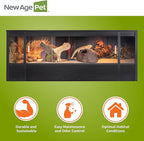 New Age Pet ECOFLEX 60 in Mojave Reptile Lounge in Espresso Black, Durable Wood Plastic Composite Habitat with Vented Side Panels, Removable Sliding Glass Doors, and Mesh Screen Top for Lamp Setup,