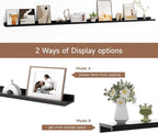 Floating Picture Ledge Shelves for Wall Set of 2, 84 Inches Picture Ledge Shelf with Long Large Nursery Book Shelf for Toys Storage Kids Bookshelf Wall Mounted Living Room Bedroom Decor Frames, Black