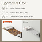 Fun Memories 20 Inch Floating Shelves, Deep Wall Shelves for Kitchen, 20 x 10 Floating Shelf for Living Room, Bedroom, Farmhouse Floating Shelves for Home Decor Storage, Rustic Brown, Set of 2