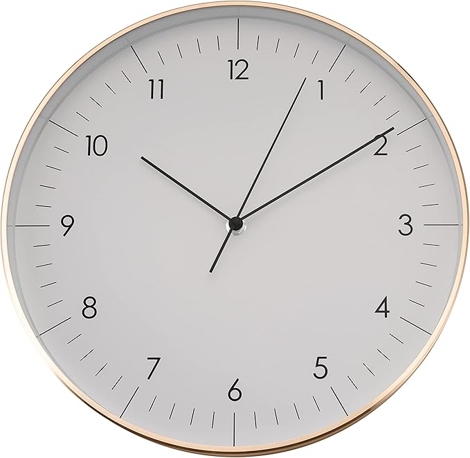 LUUK LIFESTYLE Silent Quartz Wall Clock, Nordic and Minimalist Design, Interior Decoration for Living Room, Kitchen, Bedroom, White and Gold