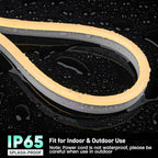 GZBtech Flexible LED Neon Rope Lights 82FT,AC 110-120V Waterproof Strip Light, 120 LEDs/M Cuttable Connectable Neon Lighting for Indoor Outdoor Home Decor/Commercial Building Use-Warm White 25M