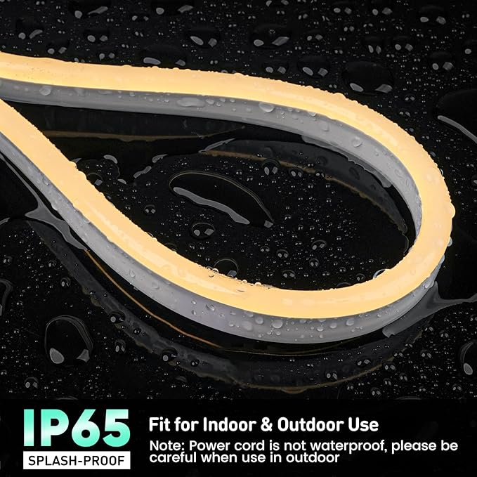GZBtech Flexible LED Neon Rope Lights 132FT,AC 110-120V Waterproof Strip Light, 120 LEDs/M Cuttable Connectable Neon Lighting for Indoor Outdoor Home Decor/Commercial Building Use-Warm White 40M