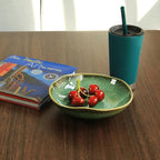 Ceramic Decorative Bowl with Green Glaze, 8'' Small Candy Bowl, Key Dish for Entryway Table, Home Decor Accent, Trinket Tray Holder for Nightstand Ring Gift (8'' Green)