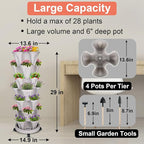 Vertical Planter 7 Tier Stackable Planters Garden Planters Strawberry Herb Flower and Vegetable Planter Indoor Outdoor Gardening Pots with Removable Wheels and Tools 2-Pack