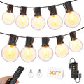 50FT Outdoor String Lights with Remote Dimmer, 25+2 Led Bulbs Connectable Dimmable Outdoor Lights, Support Timer Waterproof Shatterproof for Patio Yard Porch Deck