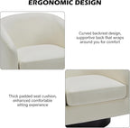Swivel Barrel Accent Chair, Modern Round Linen Arm Chair for Living Room, Bedroom, Comfy Club Reading Chairs for Adults（Linen Fabric, Beige, Set of 2