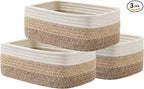 KALLAX Small Woven Basket, 12 x 8 x 4.5 Inches, Storage Basket for Organizing, Cute Small Rope Shelf Closet Cube Storage Bins Baskets for Shelves, Dog Toy Gift Baskets Empty, 3 Pack Gradient Brown
