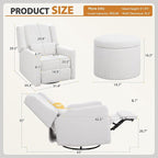 Power Recliner Chair Swivel Glider, Large Rocker Recliner w/USB Charging Port, Boucle Upholstered Swivel Rocker Glider Recliner for Nursery,Bedroom,Living Room, 1PC, Cream
