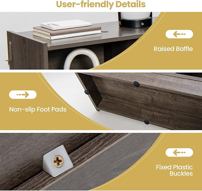 Tangkula 8-Cube Bookcase, Wood 3 Tier Open Storage Bookshelf, Modern Multipurpose Display Cabinet for Living Room, Study, Reading Nook, 48 x 12.5 x 36.5 Inch, Grey