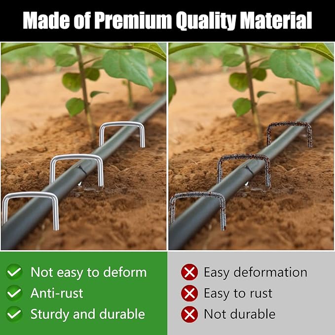 FEED GARDEN 6 Inch 25 Pack Galvanized Landscape Staples 11 Gauge Turf Garden Stakes Tent Stakes Landscaping Fabric SOD Pins Yard Stakes for Weed Barrier Fabric