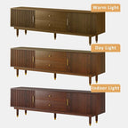 Mid Century Modern TV Stand for 75 inch TV, 70.9" Walnut TV Console with 2 Storage Cabinet & 2 Drawers, Entertainment Center, Media Console for Living Room/Bedroom
