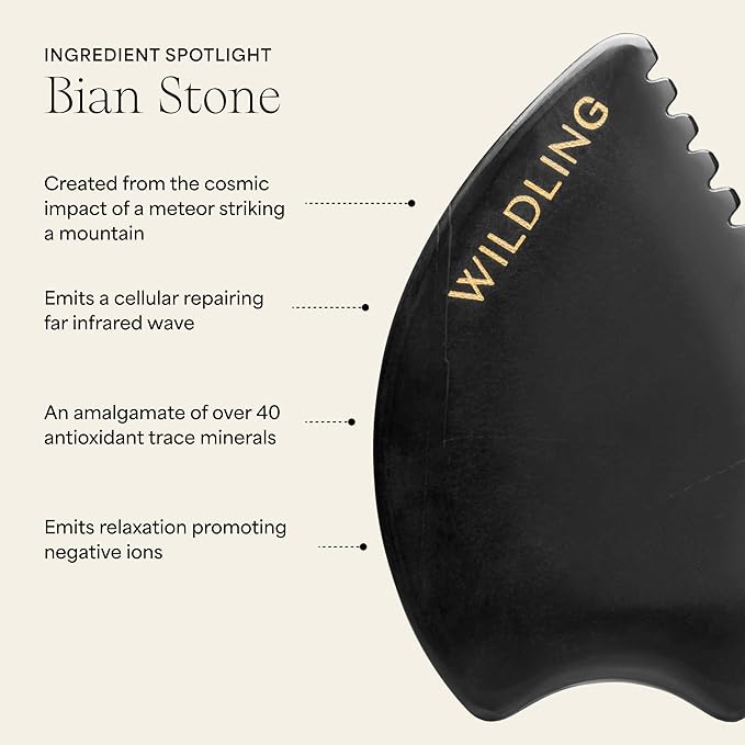 WILDLING Empress Stone Gua Sha Facial Stone I Facial Massage Stone to Lift, Plump, Tone + Sculpt I Patented Design Crafted with 100% Authentic Bian Stone
