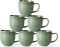 AmorArc 12oz Coffee Mugs, Ceramic Coffee Mugs set of 6 for Man, Woman, Dad, Mom, Modern Coffee Mugs with handle for Latte/Cappuccino/Milk/Cocoa. Dishwasher&Microwave Safe, Jade Green