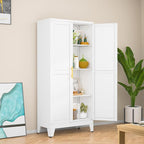 White Metal Storage Cabinet, 48" Steel Cabinets for Home Office, Kitchen Pantry Storage Cabinet with Doors and 3 Adjustable Shelves, for Office, Home, Garage, School